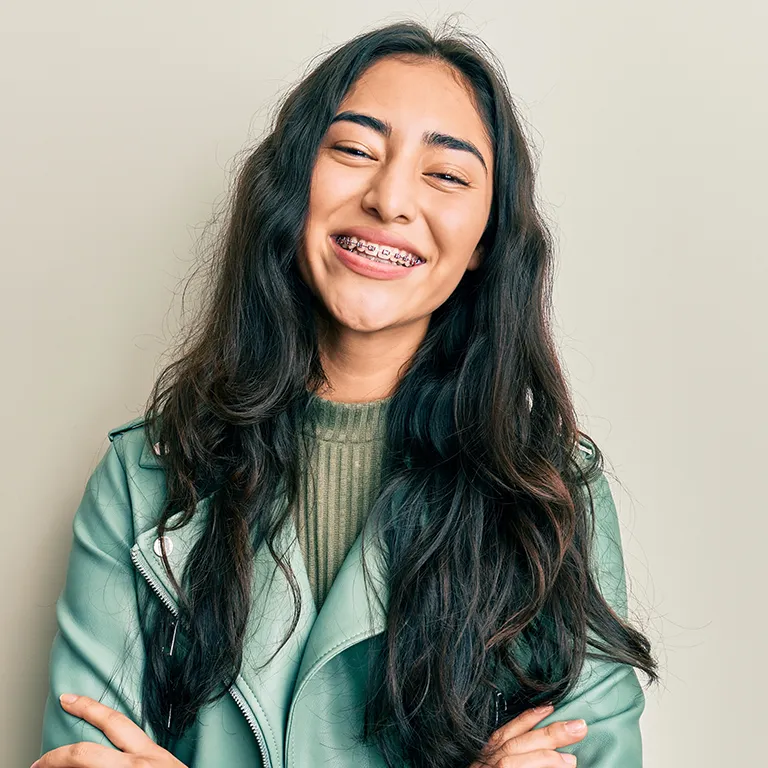 Image of a woman wearing braces