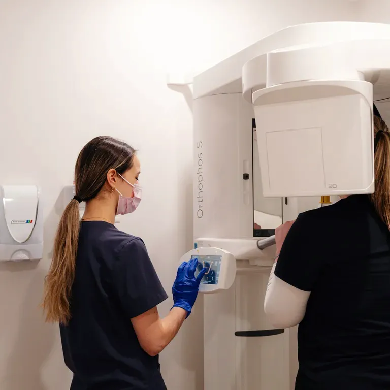 Image of a person inside an xray machine